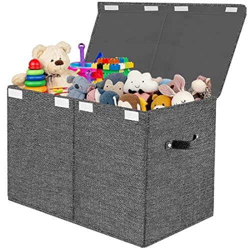VERONLY Caja de Almacenaje Juguetes, 83L Baul Juguetes Infantil Plegable, Organizador Juguetes Con Tapa y Asa Para Niños, Niñas, Guardería, Sala de Juegos, Ropa, Mantas, Dormitorio (Gris Oscuro)