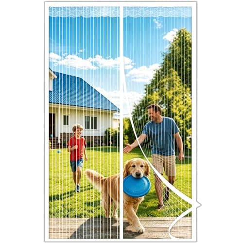Mosquitera Puerta Magnetica 70x200CM, Cortinas Antimoscas Puerta Exterior con Iman, Cortina Contra Mosquitos con Imanes, Cortinas Antimosquitos para Puertas Exteriores, Fly Curtains for Door(Blanco)
