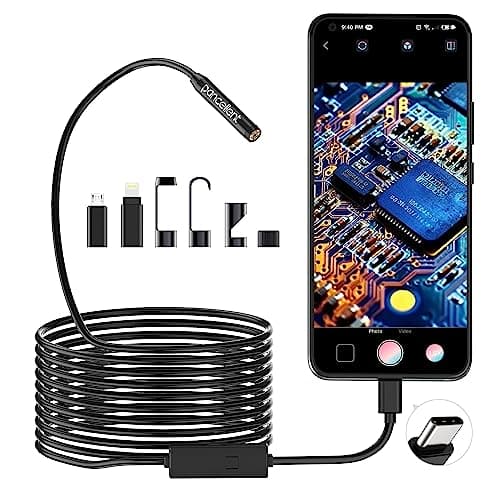 1920P HD Endoscopio de Inspección de Serpiente, Boroscopio Pancellent Tipo C, Cámara de Alcance con 8 Luces LED para Smartphone Android e iOS, iPhone, iPad, Samsung (16.5 Pies/5 M)