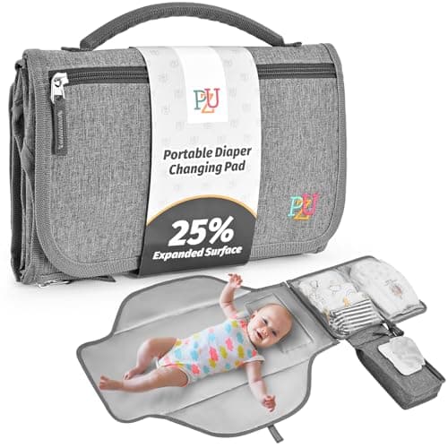 Cambiador portátil bebé - Cambiador viaje bebé con bolsillo para toallitas y cojín para la cabeza, impermeable, extraíble - Regalo ideal para recién nacido (Gris)