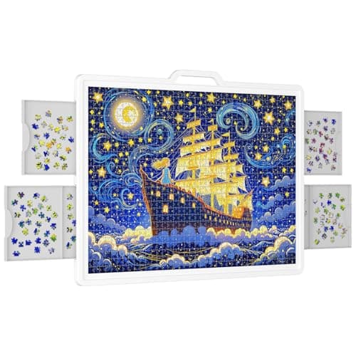 Lifewit 1500 PCS Puzzle Board, Tabla de Rompecabezas con 4 Cajones and Tapas, Multifuncional Plástico Tablero Puzzles Giratorio de 360°, 89 x 68.5cm, Blanco