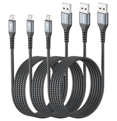 SUNGUY Cable Micro USB, [3 piezas 2M] Cables USB A a Micro USB Carga Rápida Android Cables USB Compatible con Galaxy S7 Edge, Huawei, Xiaomi, Kindle, Cámara, Auriculares, Potencia móvil