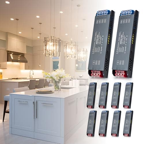 Transformador 220v a 12v 200W 16,64A LED Driver, BRIMETI Ultra Fino Fuente de Alimentación 220V a 12V DC Driver de Bajo Tensión Controlador LED Voltaje Constante (10 Piezas)