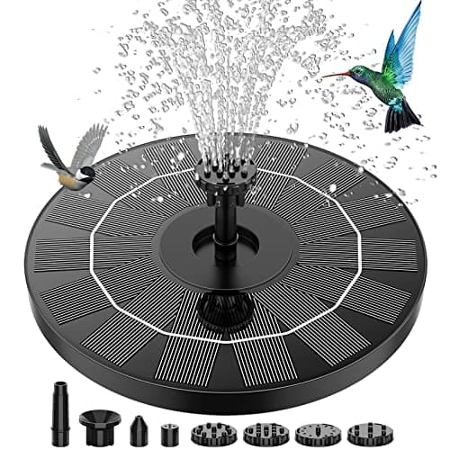 AISITIN Fuente Solar Jardin Exterior 3,5 W, Bomba de Estanque Solar con 6 Boquillas para Baño de Pájaros, Acuario y Jardín Estanque(1PC)