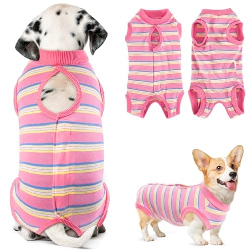 SlowTon Traje de Recuperación Quirúrgica para Perros - Enterizo para Cachorros Después de Cirugía, Alternativa al Collar Isabelino para Gatos y Perros Machos y Hembras, Traje de Recuperación