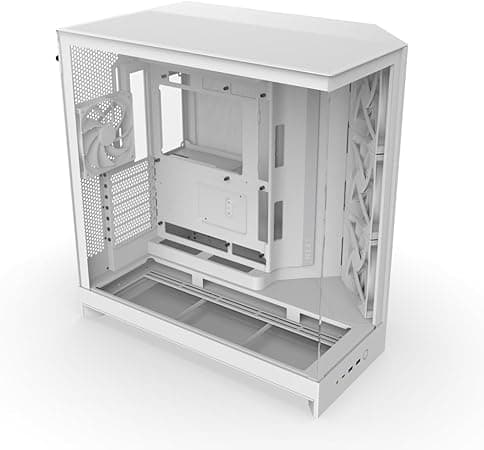 NZXT H9 Flow (2025) – Caja de PC ATX de Torre Media de Gran Flujo de Aire de Doble Cámara – Incluye 3 Ventiladores de 140 mm y 1 de 120 mm – Soporte para radiador de 420 mm – Vidrio Templado – Blanco