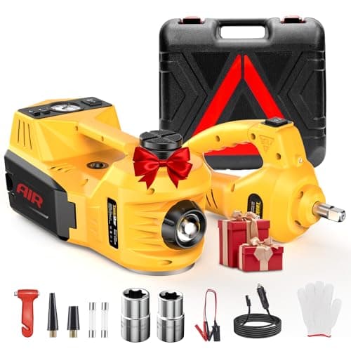 TaskStar Gato Hidráulico 5t 3t, 12V Kit de Gato Eléctrico para Coche (Alcance :15.5-45 cm) con Llave eléctrica e inflador, para Recogida de Coche Cambio de Neumáticos Reparación de Garaje