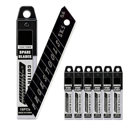 Carehabi Cuchillas para Cutter 18mm 60 Piezas – Cuchillas de Repuesto en Acero al Carbono Negro – Extra Afiladas de Alto Rendimiento para Cutter Profesional y Bricolaje – Con Estuche