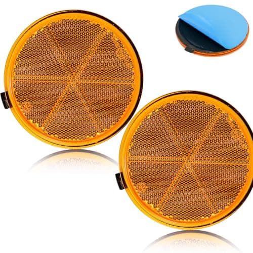 ETUKER 2X Catadioptrico Remolque Adhesivo,Ø80mm,Amarillo, Redondo,Reflectors para Caravana Bicicleta Coche Homologado