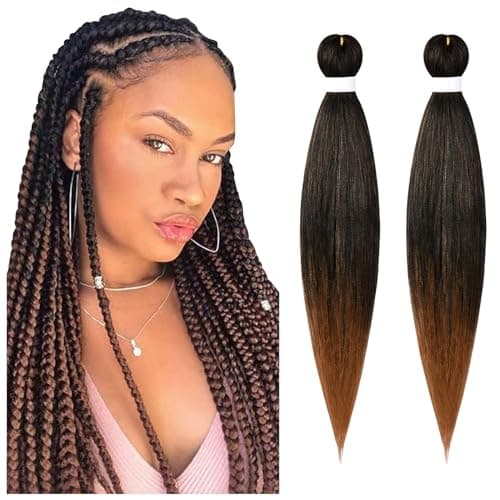 Aomig Extensiones para Trenzas, 2 * 25" Pelo Sintético Trenzas Africanas, Braiding Twist Crochet Hair Postizas, Accesorios Cosplay Fiesta, Degradado Marrón Ocre