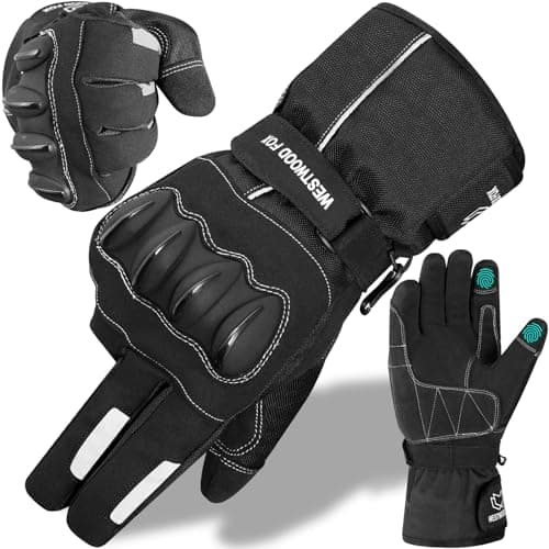 WESTWOOD FOX Guantes de Moto Guantes Impermeables Invierno Térmicos Hombres Montar a Prueba de Viento Scooter Deportes de Motor Pantalla Táctil Verano Cálido