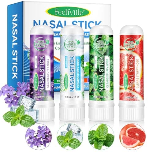 Inhalador Nasal, Respirar Mejor por la Nariz, Nasal Stick, Alivia la Congestión Nasal y el Estrés, Mejora la Concentración, Natural, Fresco y Refrescante, Mejora la Respiración, la Relajación Diaria