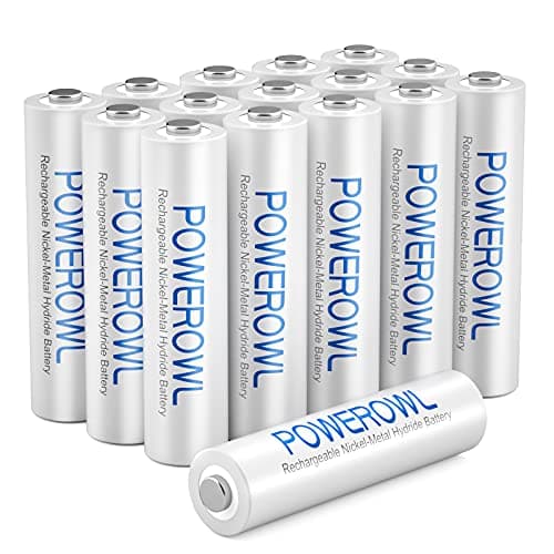Pilas Recargables AAA, POWEROWL AAA Ni-MH Alta Capacidad 1000mAh 1.2V Pilas Recargable Baja Autodescarga (16 Piezas, Recargable Aproximadamente 1200 Veces)