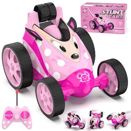 Mieryd Coche Teledirigido Niña, Mini Carro Telecomandado Coche Acrobatico Juguetes Niñas 3 4 5 6 7 8 Años Giro de 360 Grados RC Car Moto Teledirigida Rosa Regalo Cumpleaños Navidad Comunion para Niños
