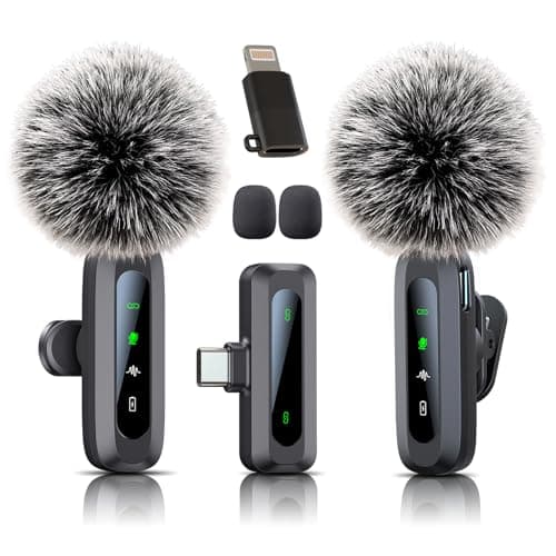 Micrófono Lavalier inalámbrico, micrófono para iPhone y enchufe USB-C, mini micrófono inalámbrico con reducción de ruido, pantalla LED y clip giratorio, ideal para Vlog, TikTok y creación de contenido