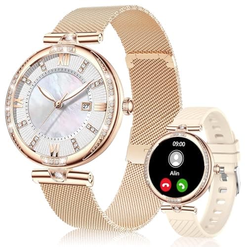 Vicloon Reloj Inteligente Mujer Redondo con Llamadas, 1,19'' Smartwatch Mujer con Seguimiento Menstrual, Múltiples Modos Deportivos, Pulsómetro/SpO2/Monitor Sueño, IP68 Impermeable, para iOS Android