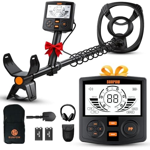 SUNPOW Detector de Metales Profesional para Adultos-Alta Precisión con Chip DSP, Bobina Impermeable de 30 cm IP68, Pantalla LCD retroiluminada 2X, 5 Modos, 25 cm de Profundidad