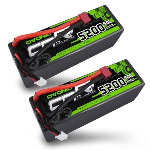OVONIC - Batería de polímero de litio 3S 11.1V 5200mAh 50C con conector Deans, estuche duro para FPV RC Avión Auto Evader BX Quadcopter Helicóptero Camión Barco (2 piezas)