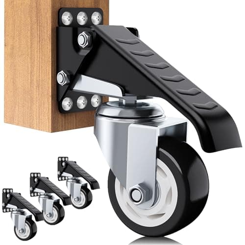 SOLEJAZZ Juego de ruedas para banco de trabajo, 400 kg de capacidad, para trabajo pesado, retráctil, para banco de trabajo, ruedas de uretano de construcción de acero, paquete de 4
