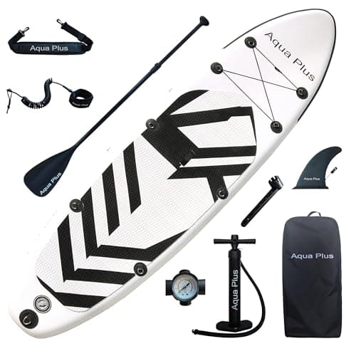 Aqua Plus Sup Inflable de 15cm de Grosor para Todos los Niveles de Habilidad, Paleta Ajustable, Bomba, Mochila de Viaje ISUP, Tabla de Remo Inflable para jóvenes y Adultos