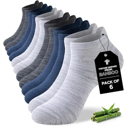 Niorasen Calcetines Tobilleros Hombre de Bambú 43-46, Calcetines Cortos Mujer 37-42, Calcetines Trabajo, Calcetines Transpirables Deporte de Running y Ciclismo, Antiampollas, Extrasuaves, 6 Pares