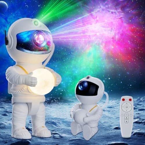 Feliigo Proyector Estrellas, LED Astronauta Proyector Galaxy, 8 Modos de Iluminación, Rotación 360° y Mando a Distancia–de Luz Aurora con Control Remoto, luz nocturna infantil