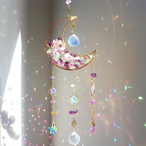 Atrapasoles Cristal,Colgante Cristal,Crystal Suncatcher Ornamento Colgante,Sun Catcher para Ventanas Jardines,Campanas Viento Cristal Atrapasueños para Colgar en Casa, Jardín, Oficina