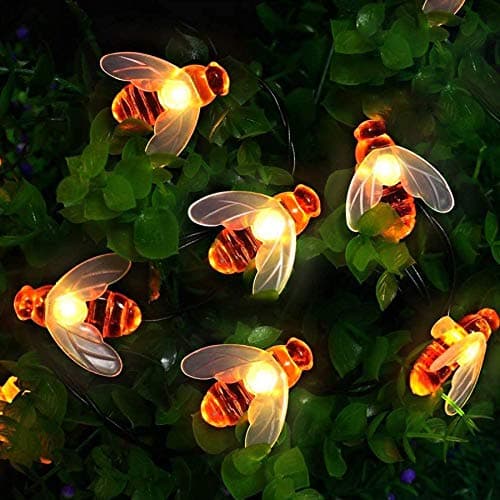 Augone Guirlande Lumineuse Solaire Extérieur, 50 LED Abeille 7M, 8 Modes Éclairage Étanche IP65, Décoration Solaire pour Jardin, Balcon, Terrasse, Arbre, Fête (Blanc Chaud)