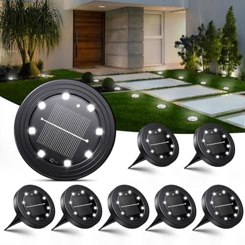 NIBSHOOM 8 Paquetes Luces Solares Led Exterior Jardin, Luz Solar Exterior IP68 Impermeabili, 8 LED Lampade Solari a Lunga Durata, per Giardino, Terrazze (Blanco Frío)