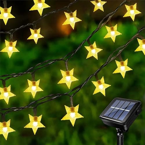 Acxilexy 12M 100 LED Guirnalda de Luces Estrella Solares, Guirnaldas Luminosas Solares con 8 Modos, Impermeable Luces de Estrella para Jardín Terraza Fiestas Navidad Patio Decoracion