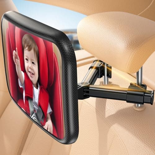 Lamicall Espejo retrovisor para niños – [2025 gancho triangular] 100% irrompible, rotación 360° y 45° inclinable, con 175° visión clara, espejo coche bebé asiento trasero súper estable