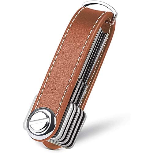 flintronic Organizador de llaves | Llavero de Cuero Genuino | Titular de la llave de Bolsillo Inteligente Con un Elegante Estuche Para Regalo (Sostiene Entre 7 y 9 Teclas Múltiples) - Marrón
