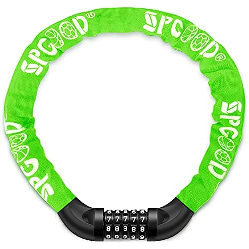 SPGOOD Candado de Bicicleta Antirrobo (14 colores) antirrobo de combinación de 5 dígitos Candado,utilizado para bicicletas, motocicletas, puertas(Verde)