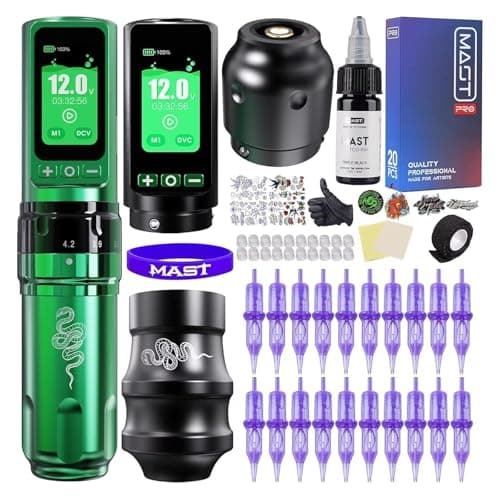 Dragonhawk Kit Tatuaje Fold Pro Year of Snake Edition Máquina de Tatuar Inalámbrica Tattoo Gun Mcore-C3, 3000mAh con 2 Baterías
