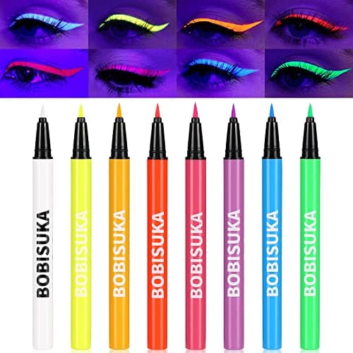 BOBISUKA UV Delineador de Ojos 8 Colores Waterproof - Eyeliner Líquido Mate Colorido - Lápiz de Ojos Fluorescente a Prueba De Manchas, de Larga Duración, Alta Expresión Del Color y Fácil de Usar