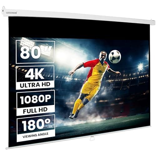 Pantalla de proyección Manual 80" 16:9 Pro Mural Luxscreen Superficie Blanco Mate de Gran luminosidad para proyector Compatible 4K 1080p valido para 4:3 y 16:9 Borde Negro (Pro)