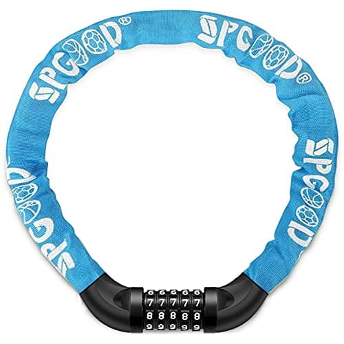 SPGOOD Candado de Bicicleta Antirrobo (14 colores) antirrobo de combinación de 5 dígitos Candado,utilizado para bicicletas, motocicletas, puertas(Azul)