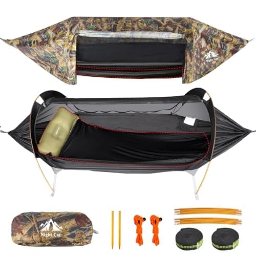 Night Cat Hamaca Tienda con Mosquitera Impermeable Rainfly para 1 Persona Senderismo Camping en Jardín Patio Trasero Wild