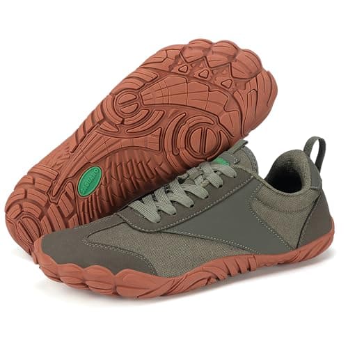 SAGUARO Zapatillas Barefoot Mujer Ligera Zapatos Minimalistas Hombre Transpirable Sneakers Barefoot Antideslizante Calzado Descalzos Interior Exterior, Verde Militar, 36