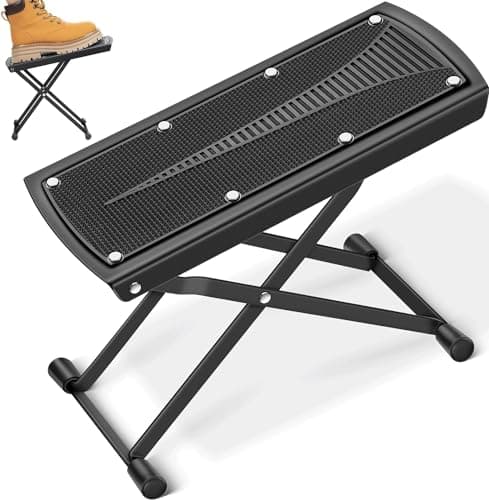 CAHAYA Reposapiés para Guitarra: con Goma Antideslizante: Plegable, Ajustable en Altura y con Gran Capacidad de Carga CY0337