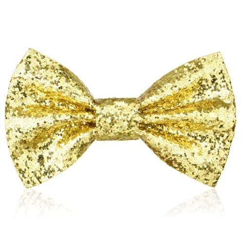 Aomig Pajarita Hombre, Pajarita Lentejuelas Clásicas, Elegante Accesorios Ropa para Fiestas Bodas Cumpleaños Discotecas Espectáculos de Baile, Oro