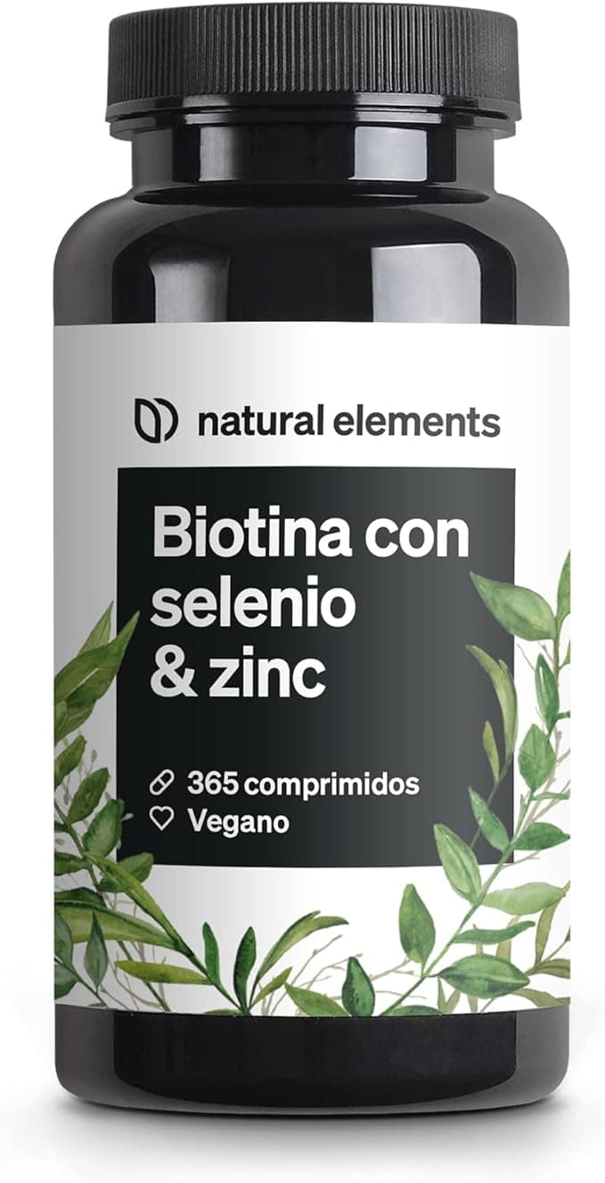 Biotina + Zinc + Selenio - 365 pastillas veganas (Suministro para 1+ año) - Vitaminas para el cabello - Apoya el crecimiento del pelo, fortalece la piel y las uñas - Sin aditivos
