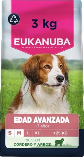 Eukanuba, alimento para Edad Avanzada con Cordero y arroz para Razas pequeñas y Medianas - Alimento seco Premium para Perros Senior, 3 kg
