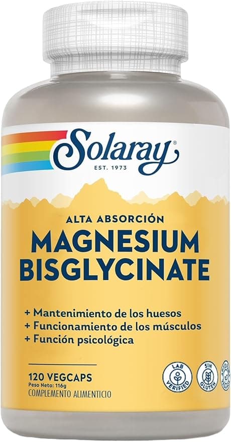 Solaray Magnesio Bisglycinato | Alta absorción | sin glute | apto para veganos|120 Veg Caps