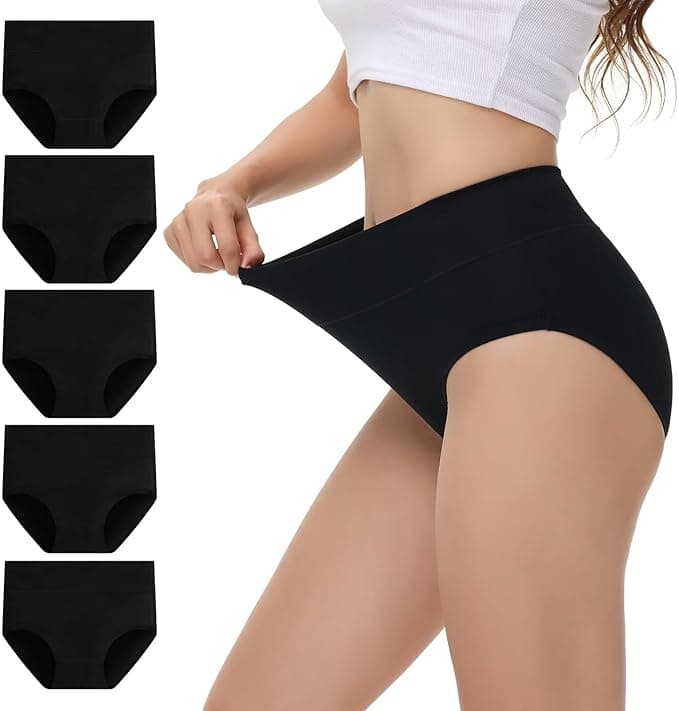 Bragas Mujer Algodon Talle Alto Pack de 5 Bragas Altas Braguitas Culotte Elástico Ropa Interior Cómodas y Suaves