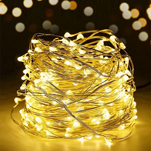SALCAR Cadena de LED de colores 10 metros / 33 pies, 100 diodos internos, micro alambre de cobre para navidad, decoracion de fiestas, festivales (luz cálida)
