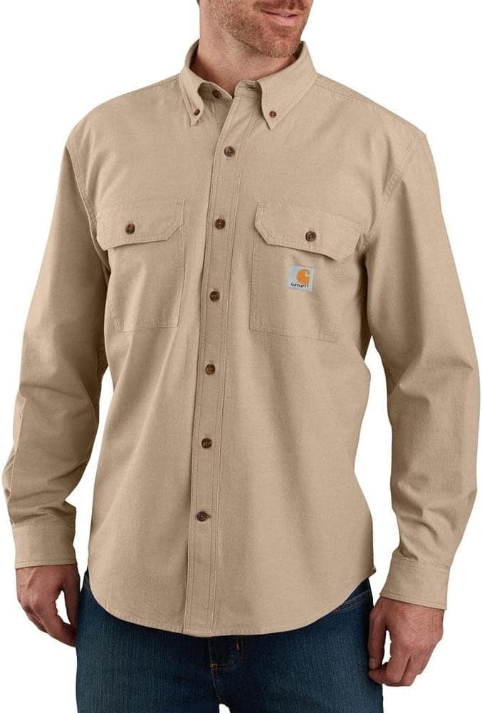 Carhartt Camiseta de Manga Larga de Cambray de Corte Holgado Camisa Hombre