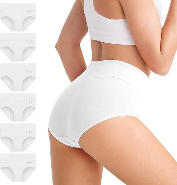 QINCAO Bragas Mujer, Pack de 6 — Bragas Mujer Cintura Alta Algodón, Transpirables y Suaves