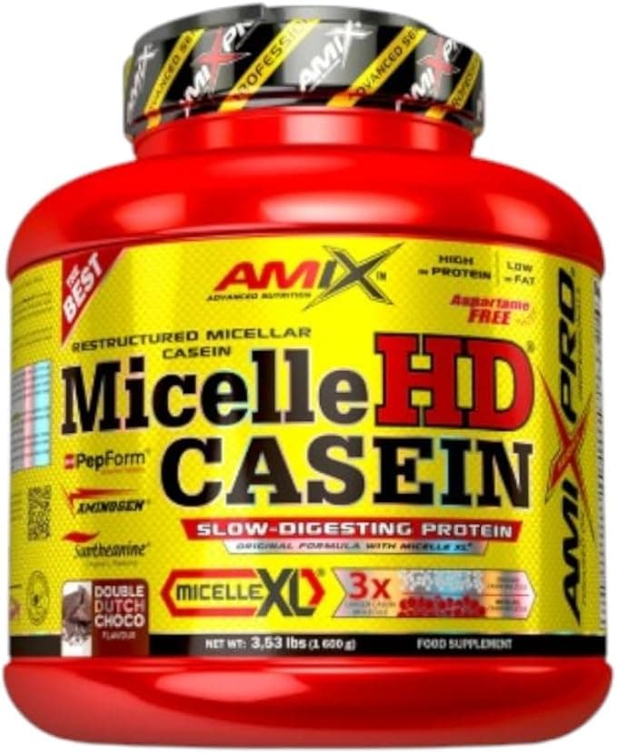 AMIX Nutrition, Micelle Hd Casein, Caseina Proteína, Contenido 1600 g, Sabor a Milk Vainilla, Suplemento Alimenticio con Proteína de Suero, Composición Exclusiva para Aumentar Masa Muscular