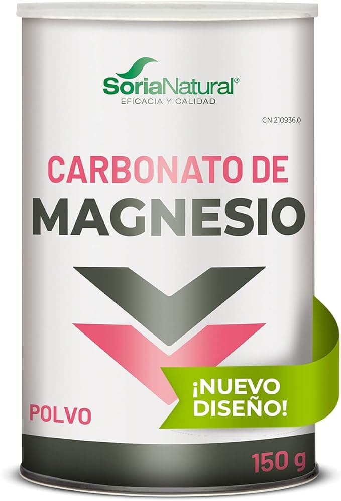 Soria Natural Carbonato de Magnesio MÁXIMA ABSORCIÓN - Complemento Alimenticio - Regula el Tránsito intestinal, el Sueño y el Sistema Nervioso - Regeneración Huesos, Dientes, Músculos - Bote 150gr